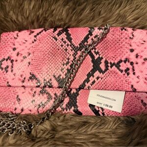 Steve Madden Vibrant Pink Snake Pattern Clutch